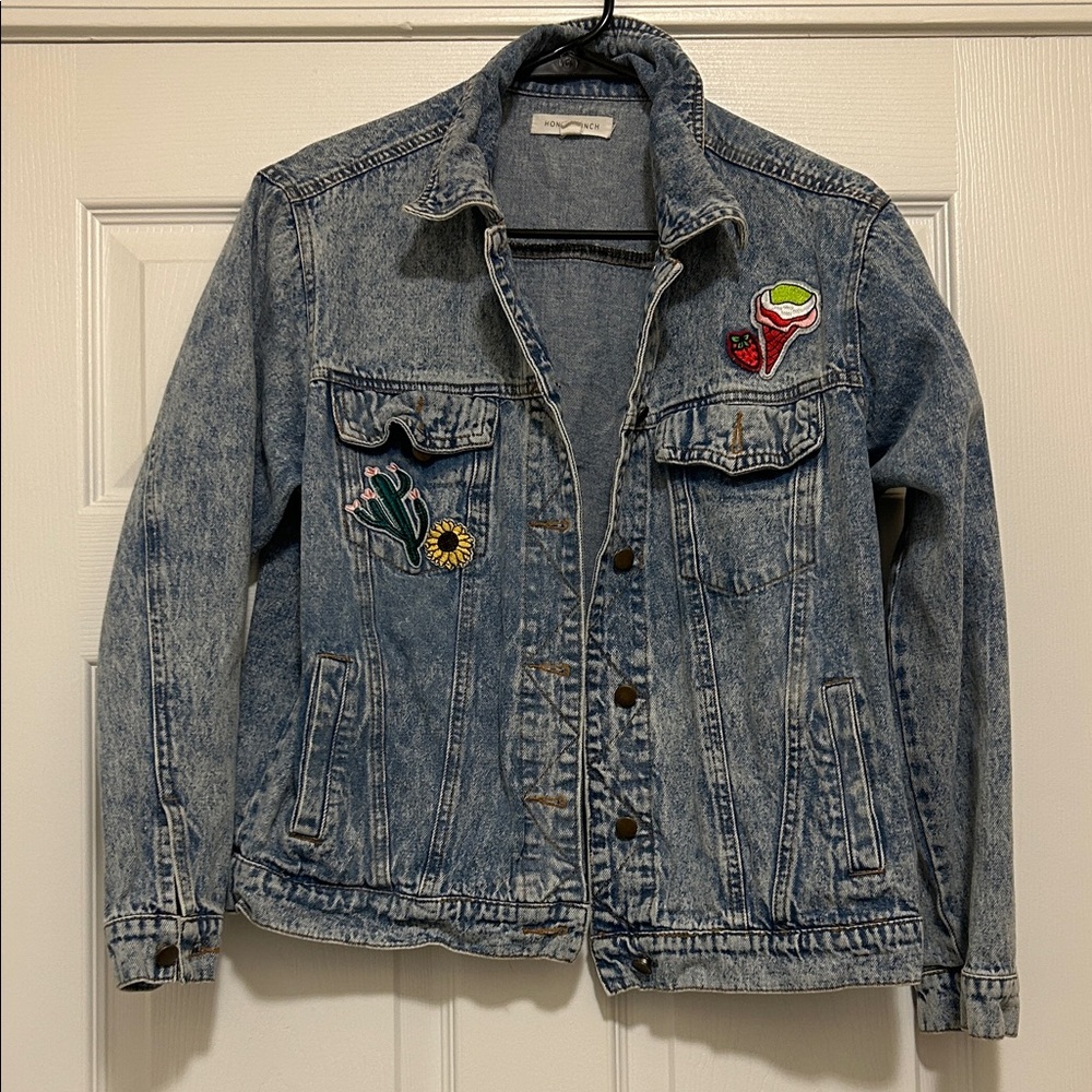 Honey Punch Denim Jacket with Embroidered Patches